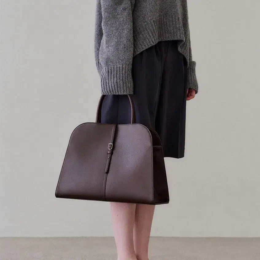 [BUNJANG] Monorow Burgundy Brown Large Tote Bag / 모노로우 버건디 브라운 토트백 라지