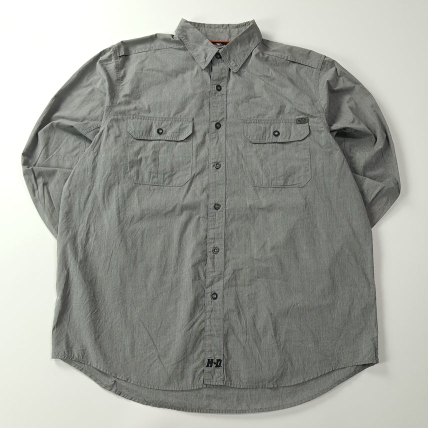 [BUNJANG] Harley-Davidson Grey Pinstripe Work Shirt XL / CA631 XL 할리데이비슨 그레이 핀스트라이프 셔츠 남방