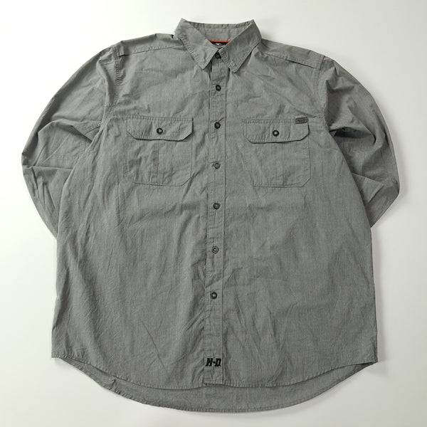 [BUNJANG] Harley-Davidson Grey Pinstripe Work Shirt XL / CA631 XL 할리데이비슨 그레이 핀스트라이프 셔츠 남방