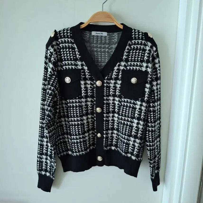 [BUNJANG] Studio AG Checked Cardigan / 스튜디오 AG 체크 가디건55~66반