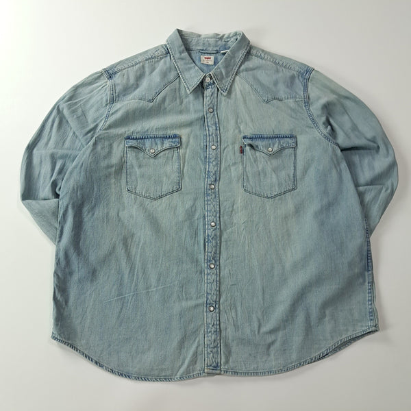 [BUNJANG] Levi's Red Tab Western Denim Shirt Pastel Blue (2XL) / CA633 2XL 리바이스 레드탭 웨스턴 데님 셔츠 남방
