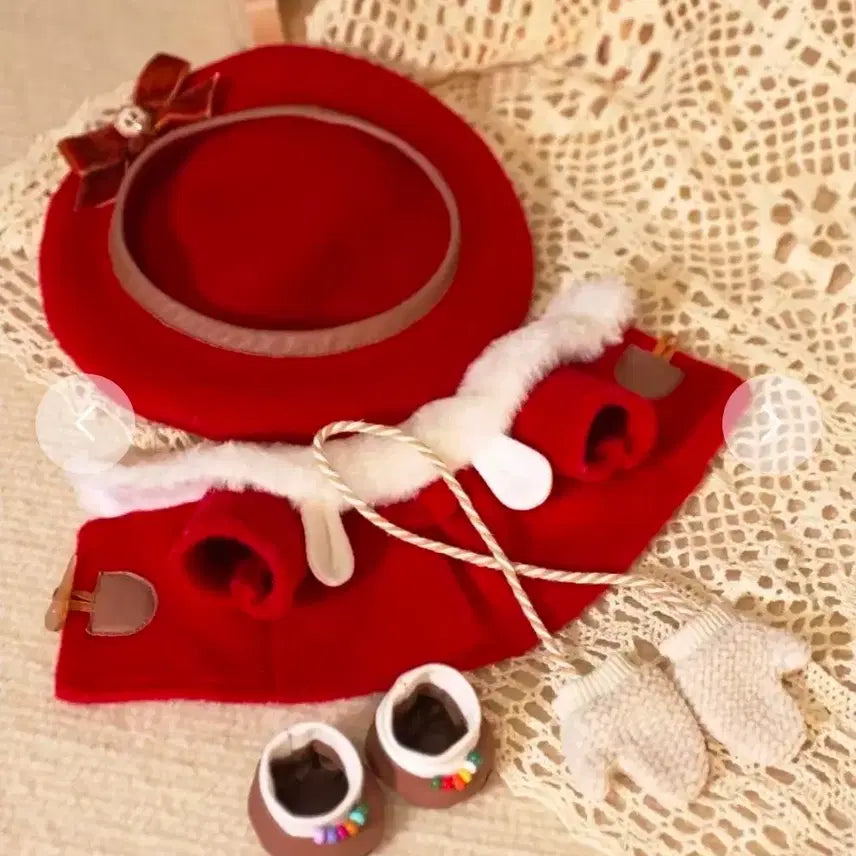 [BUNJANG] 20cm Doll Red Wool Coat Set (Sealed) / 20cm 인형옷 레드 모직코트 세트(미개봉)