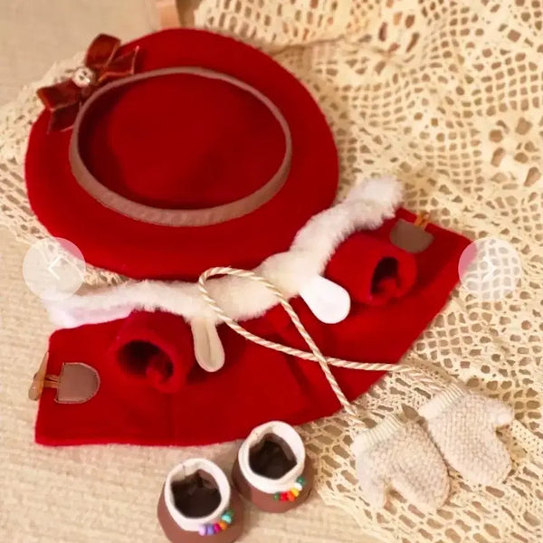 [BUNJANG] 20cm Doll Red Wool Coat Set (Sealed) / 20cm 인형옷 레드 모직코트 세트(미개봉)