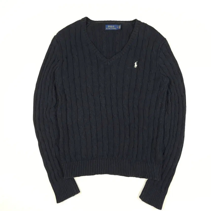 [BUNJANG] Polo Ralph Lauren Navy Cable Knit Sweater (Size M) / 폴로 랄프로렌 네이비 케이블 니트 [M]
