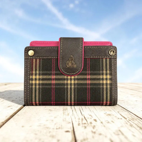 [BUNJANG] Beanpole Check Pattern Hot Pink Medium Wallet / 빈폴 체크패턴 핫핑크 중지갑