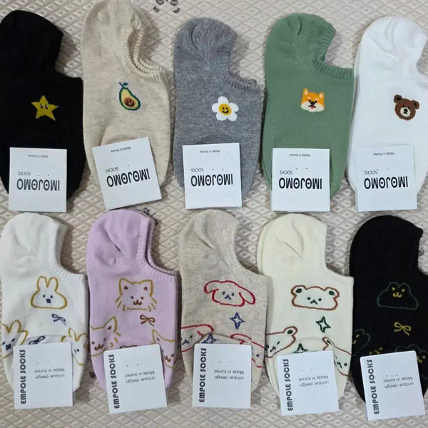 [BUNJANG] 10 Pair Set Novelty Character No-Show Socks (New) / 국산 *덧신양말* 10컬레 *새제품 *