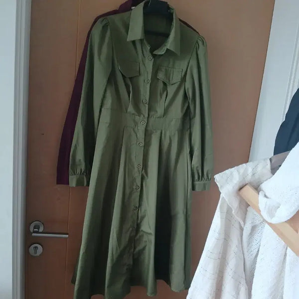 [BUNJANG] Khaki Shirt Dress / 카키색 셔츠 원피스