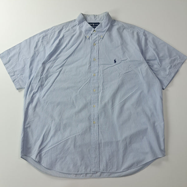 [BUNJANG] Polo Ralph Lauren 90s Pin-Stripe Short Sleeve Button-Down Shirt XXL / CA639 2XL 폴로 빅사이즈 90s 블루 핀스트라이프 반팔 셔츠 남방