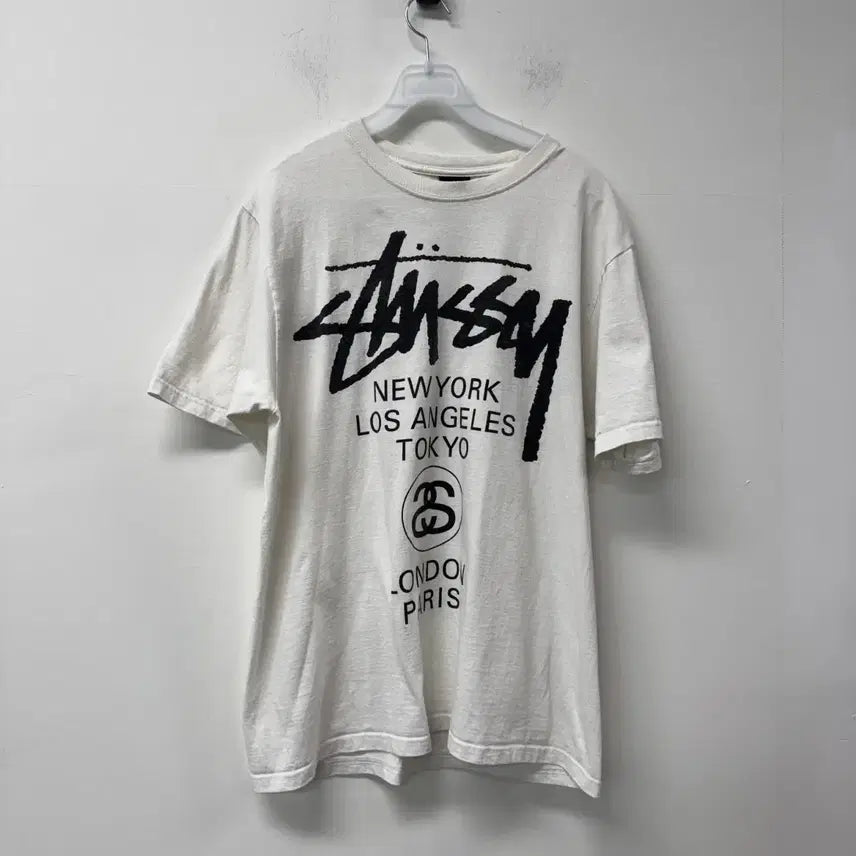 [BUNJANG] Stussy World Tour T-Shirt White M / 스투시 월드투어 반팔티
