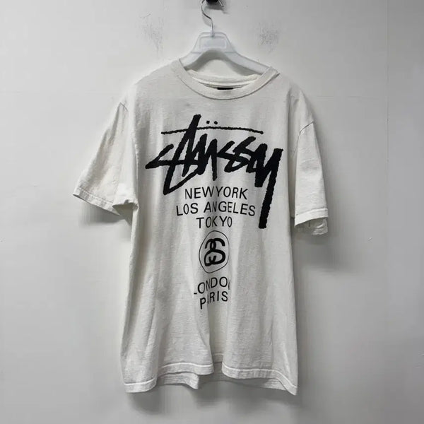 [BUNJANG] Stussy World Tour T-Shirt White M / 스투시 월드투어 반팔티