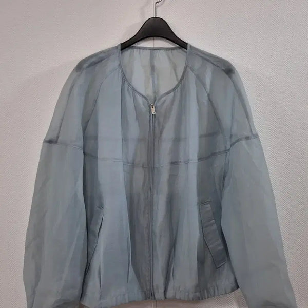 [BUNJANG] Blue See-Through Zip-Up Cardigan Size 77 / 가디건 블루 시스루 집업 77