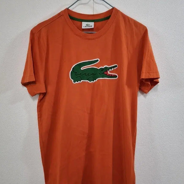 [BUNJANG] Lacoste Orange Big Crocodile Logo Short Sleeve T-Shirt / 라코스테 반팔티 오렌지색 빅 악어 로고
