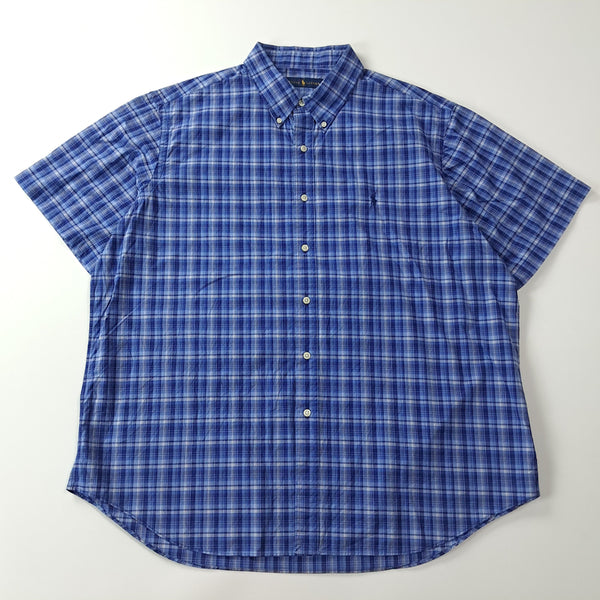 [BUNJANG] Polo Ralph Lauren Madras Check Short Sleeve Shirt XXL Blue / CA642 2XL 폴로 블루 마드라스체크 반팔 셔츠 남방