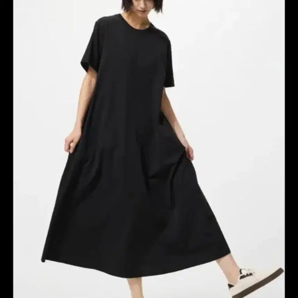 [BUNJANG] Uniqlo AIRism Black Short Sleeve Dress S / 유니클로 에어리즘 블랙 반팔 원피스 S