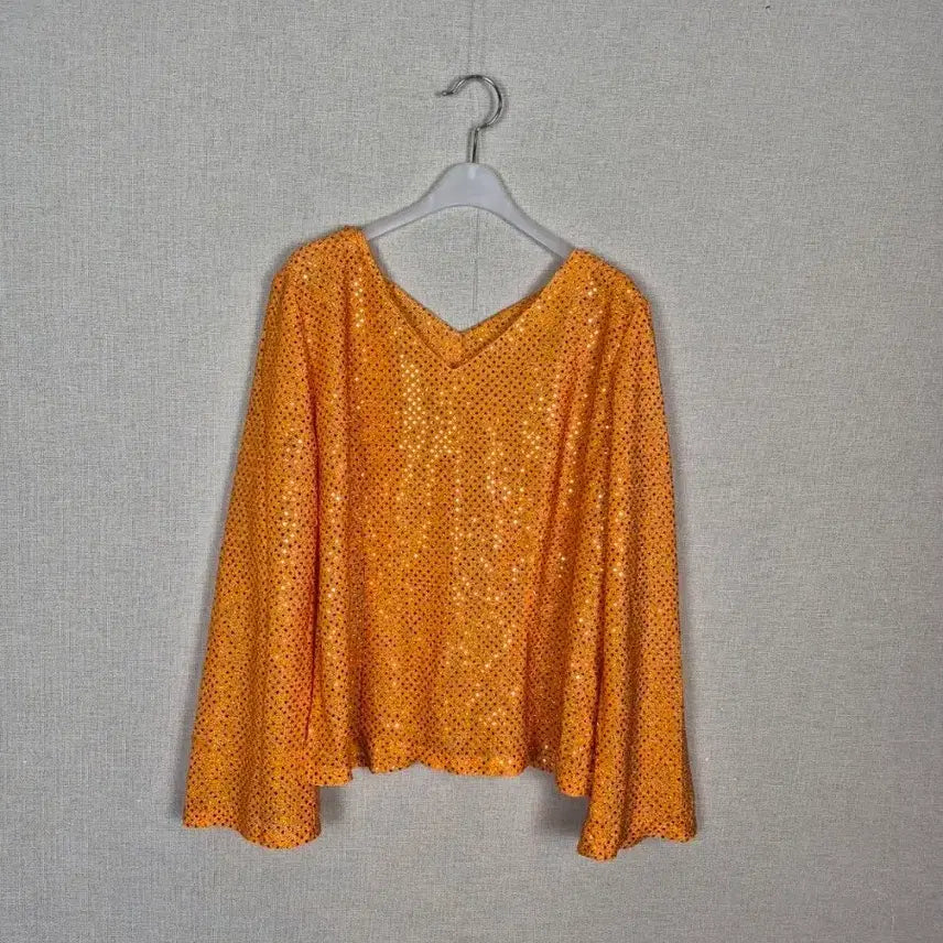 [BUNJANG] V-Neck Sequin Blouse / (#66,77추천)V넥 화려한 스팽글 블라우스