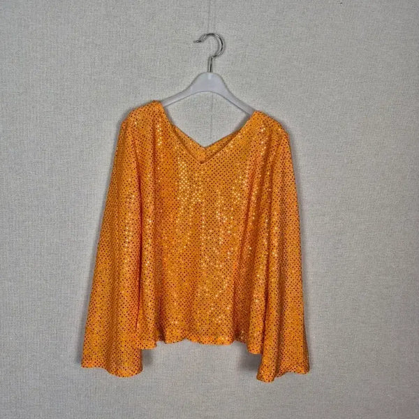 [BUNJANG] V-Neck Sequin Blouse / (#66,77추천)V넥 화려한 스팽글 블라우스