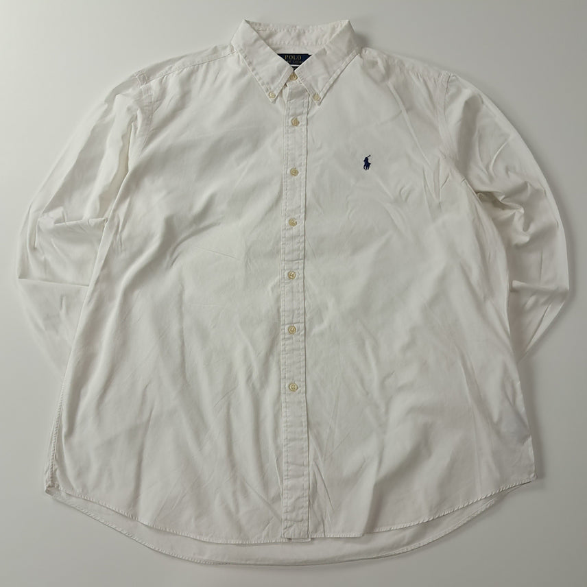 [BUNJANG] Polo Ralph Lauren Custom Fit White Cotton Button-Down Shirt XXL / CA643 2XL 폴로 커스텀핏 화이트 셔츠 남방
