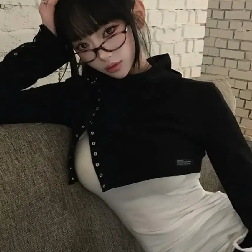 [BUNJANG] Inegii High Neck Cardigan Bolero Black / 이네기 하이넥 가디건 볼레로 블랙