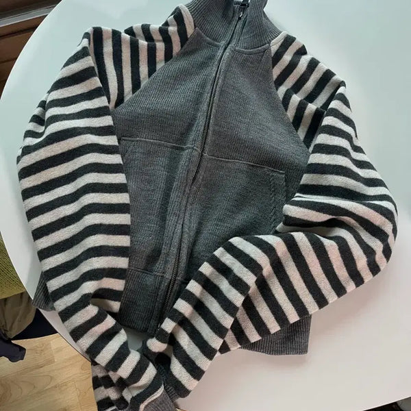 [BUNJANG] Partimento Women's Striped Zip-Up Jacket / 파르티멘토 우먼 스트라이프 집업