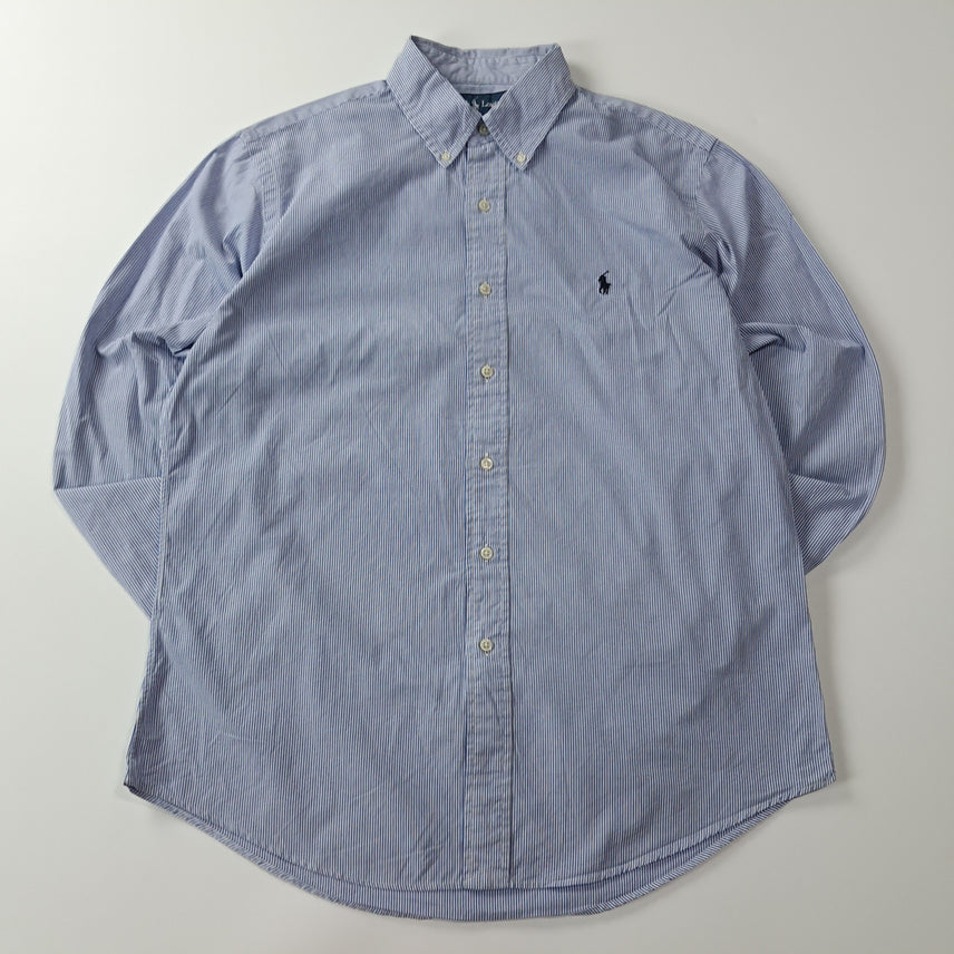 [BUNJANG] Polo Ralph Lauren Custom Fit 00s Blue Pinstripe Shirt L / CA644 L 폴로 커스텀핏 00s 블루 핀스트라이프 셔츠 남방