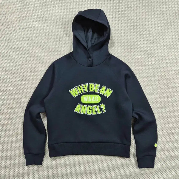 [BUNJANG] WAAC Women's Hooded Sweatshirt Navy Lettering / 왁 후드티