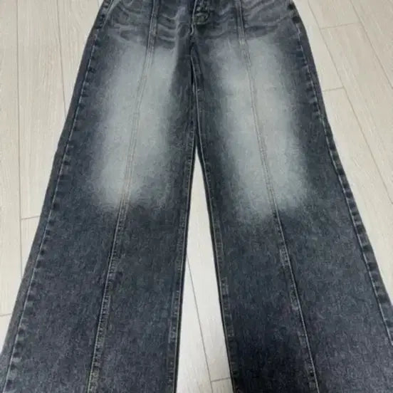 [BUNJANG] Washing Wide Denim Pants / 여성 워싱 와이드 데님 팬츠 (새상품)