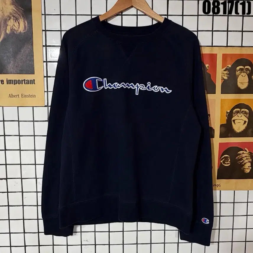 [BUNJANG] Champion Logo Sweatshirt Navy / 챔피온 맨투맨 M 0817