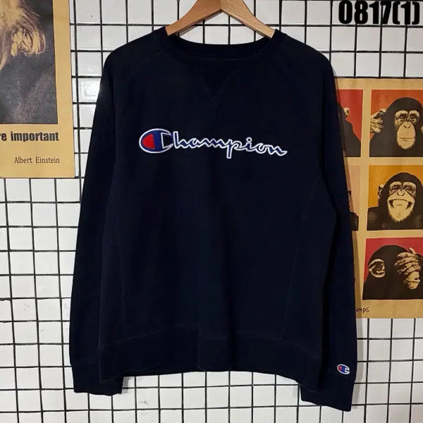 [BUNJANG] Champion Logo Sweatshirt Navy / 챔피온 맨투맨 M 0817