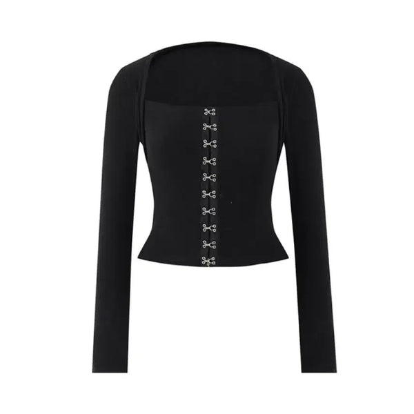[BUNJANG] Not Your Rose Hook Square Top (Black) / 낫유어로즈 후크 스퀘어 탑 (블랙)