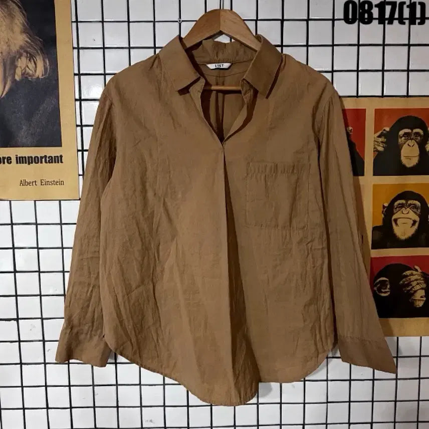 [BUNJANG] LIST Brown Pocket Shirt Size 55 / 리스트 브라운 셔츠 55 0817
