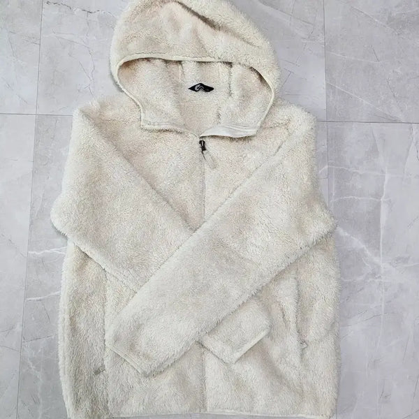 [BUNJANG] Nepa Ivory Fleece Zip-Up Hoodie / 네파 아이보리 플리스 집업 후드