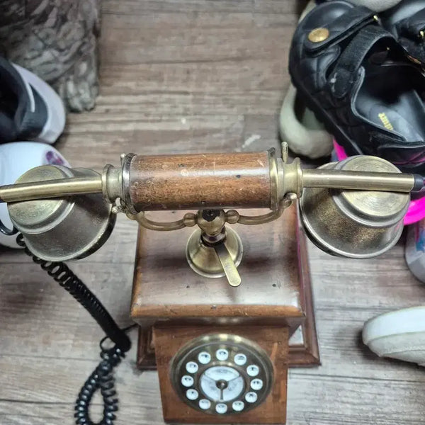 [BUNJANG] Antique Wooden & Gold Rotary Phone / 엔틱 전화기 우드 골드