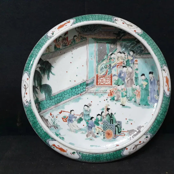 [BUNJANG] Qing Dynasty Kangxi Period Celadon Porcelain Brush Pot with Beauty Painting / (수원만물)청대 강희년제 미녀도 대 필새