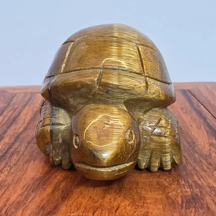 [BUNJANG] Tiger's Eye Turtle Mineral Stone Figurine / 26081714 좋은 기운을 내뿜는 영롱한 호안석 타이거아이 거북이 광물 수석 팝니다