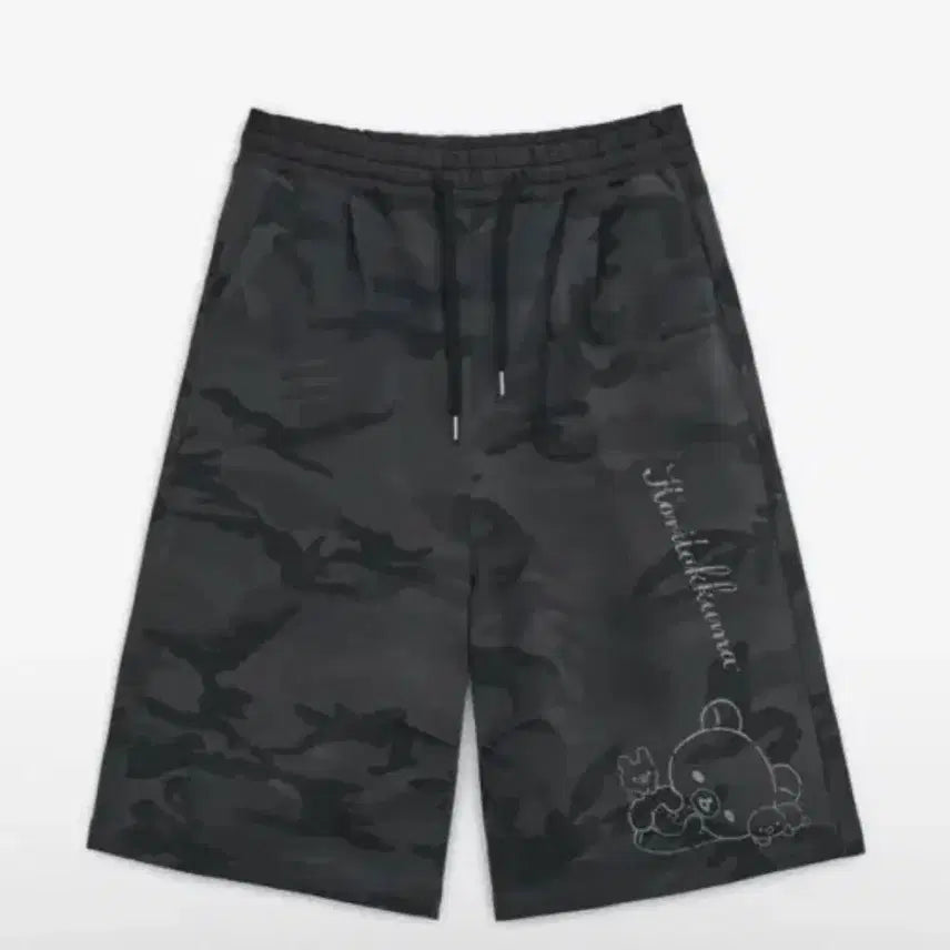 [BUNJANG] Hug Yourskin Camo Rilakkuma Bermuda Pants (Charcoal) / 허그유어스킨 카모 코리락쿠마 버뮤다 팬츠 (차콜)