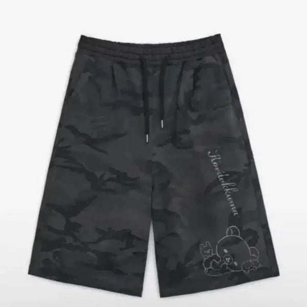 [BUNJANG] Hug Yourskin Camo Rilakkuma Bermuda Pants (Charcoal) / 허그유어스킨 카모 코리락쿠마 버뮤다 팬츠 (차콜)