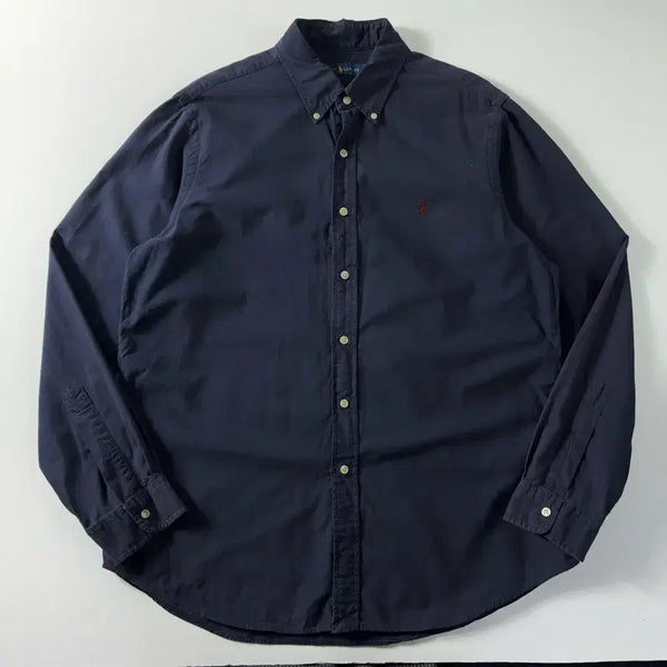 [BUNJANG] Polo Ralph Lauren Embroidered Cotton Navy Shirt / Polo  폴로 랄프로렌 자수 코튼 네이비 셔츠