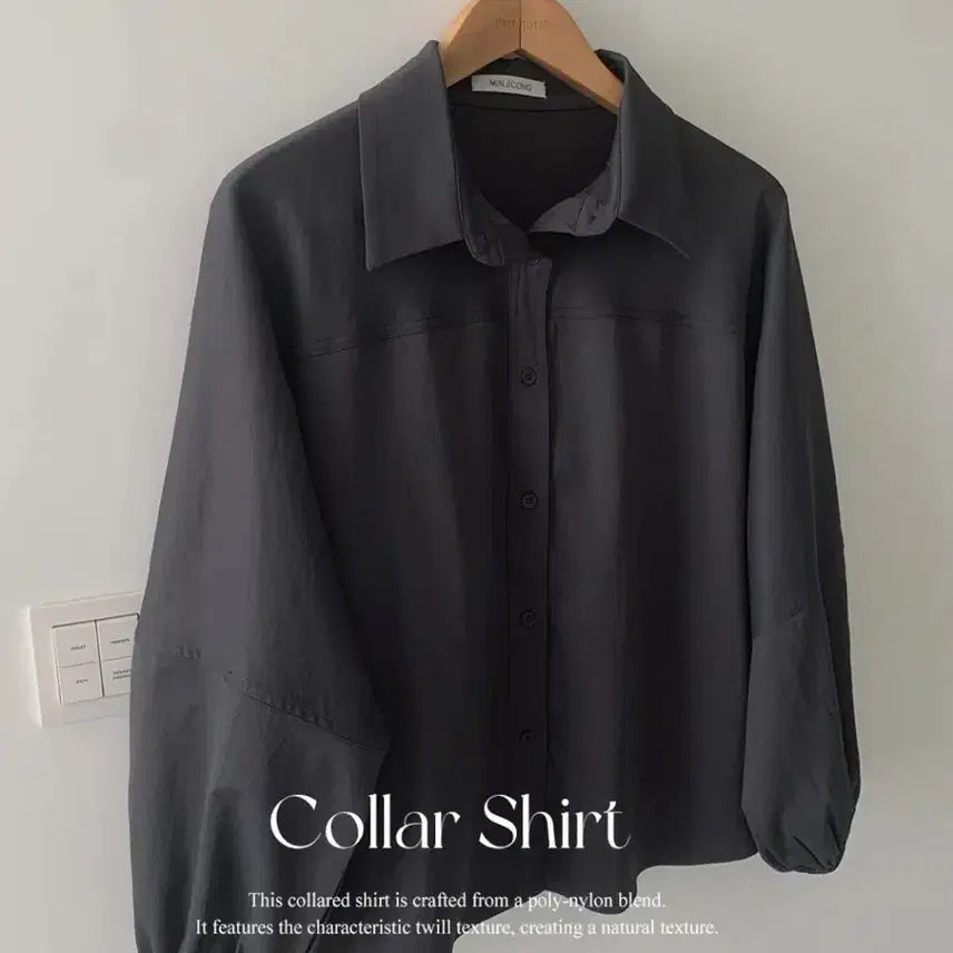 [BUNJANG] Minjikong Wrinkle-Free Shirt Blouse Charcoal / 민지콩 셔츠블라우스 차콜