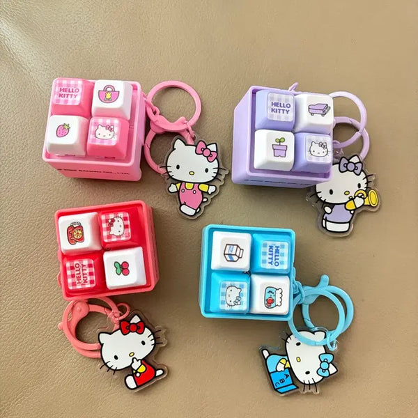 [BUNJANG] Hello Kitty Keycap Keychain Set (4 Types) / 헬로키티 키캡 키링 4종 일괄