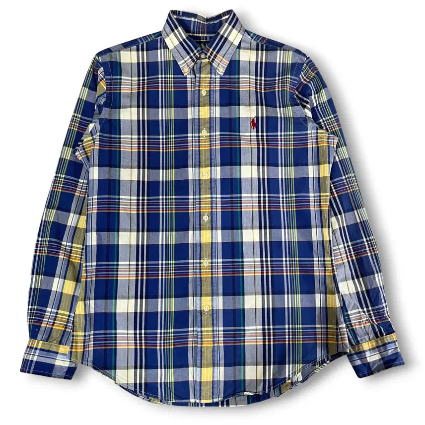 [BUNJANG] Polo Ralph Lauren Blue Madras Check Button-Down Shirt S / 폴로랄프로렌 블루 마드라스 체크 버튼다운 셔츠 S