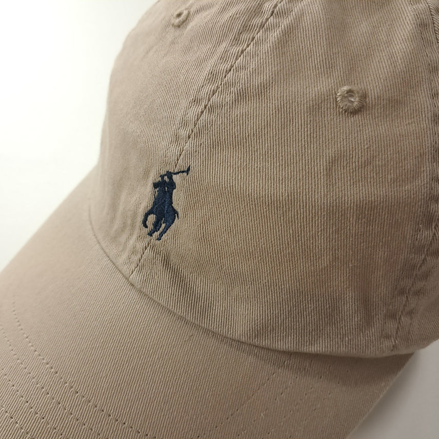 [BUNJANG] Polo Ralph Lauren Light Beige Chino Cap with Navy Pony and Arch Logo Embroidery / CA659 폴로 연베이지 볼캡 모자