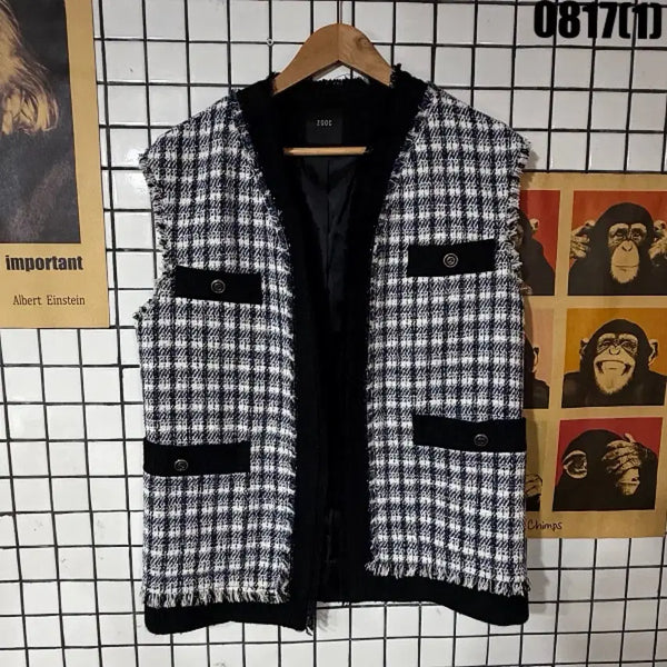 [BUNJANG] Check Tweed Vest Size 55 / 체크 트위드 조끼 55 0817