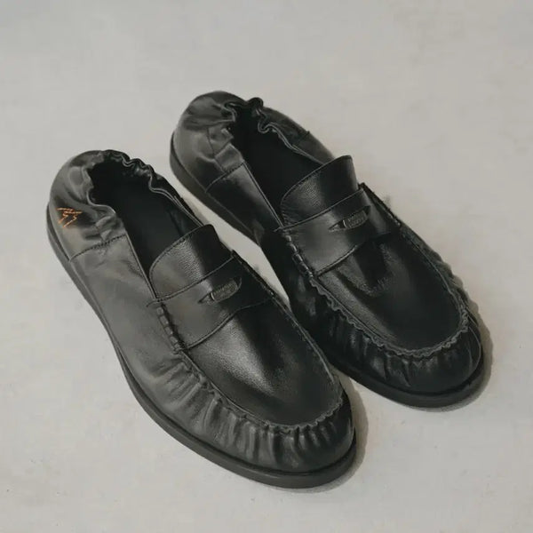 [BUNJANG] Romantic Move x Mars Pocket Double M Shirring Penny Loafers Black / 로맨틱무브 마스포켓 더블 엠 셔링 페니 로퍼