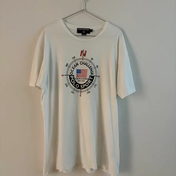 [BUNJANG] Polo Ralph Lauren Men's White Compass Flag Short Sleeve T-Shirt / 폴로 랄프로렌 반팔 티셔츠 화이트