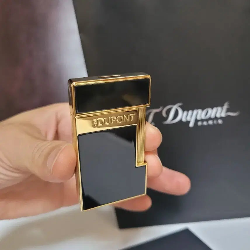 [BUNJANG] S.T. Dupont Slimmy New Model Turbo Lighter CA28222 Black Lacquer Gold Trim Double Torch / [새상품] 듀퐁라이터 슬리미 신형 터보 ca28222 블랙 래커 금장 쌍불 터보 듀퐁라이타