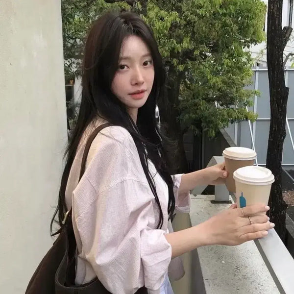 [BUNJANG] LEEDS Lia Check Shirt Pink / 샵리즈 leeds 리아 체크 셔츠 핑크