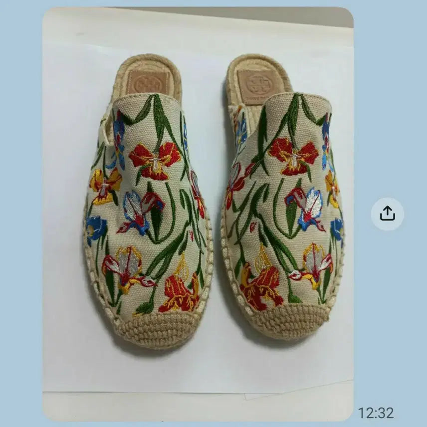 [BUNJANG] Tory Burch Embroidered Espadrille Mule Flats / 토리버치(TORY BURCH) 자수 에스파듀 뮬 슬리퍼