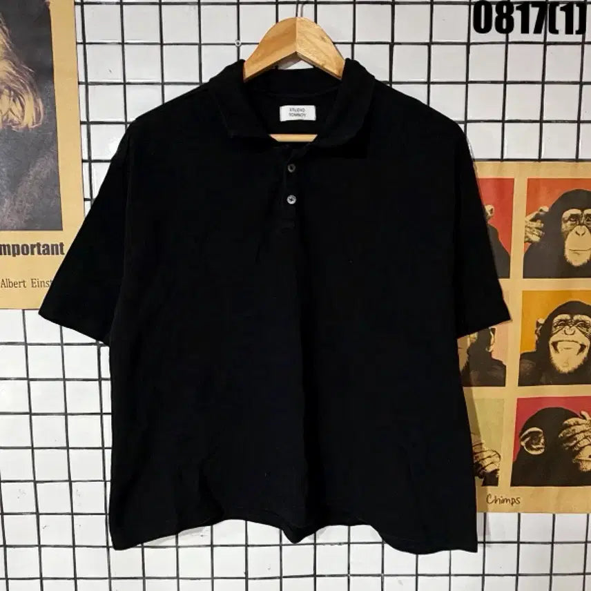 [BUNJANG] Black Short-Sleeve Polo T-Shirt / 블랙 반팔 카라티 0817