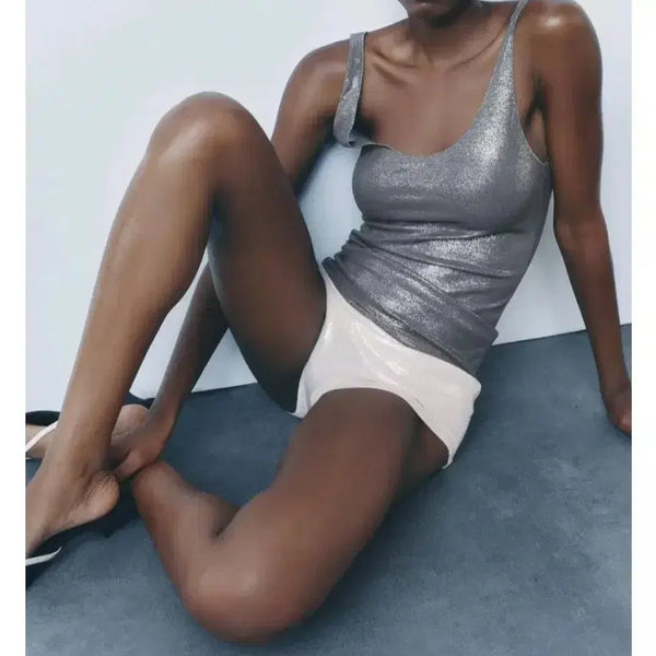 [BUNJANG] Zara Metallic Fluid Top - Silver, Medium / zara 자라 메탈릭 플루이드 탑 - 실버,M