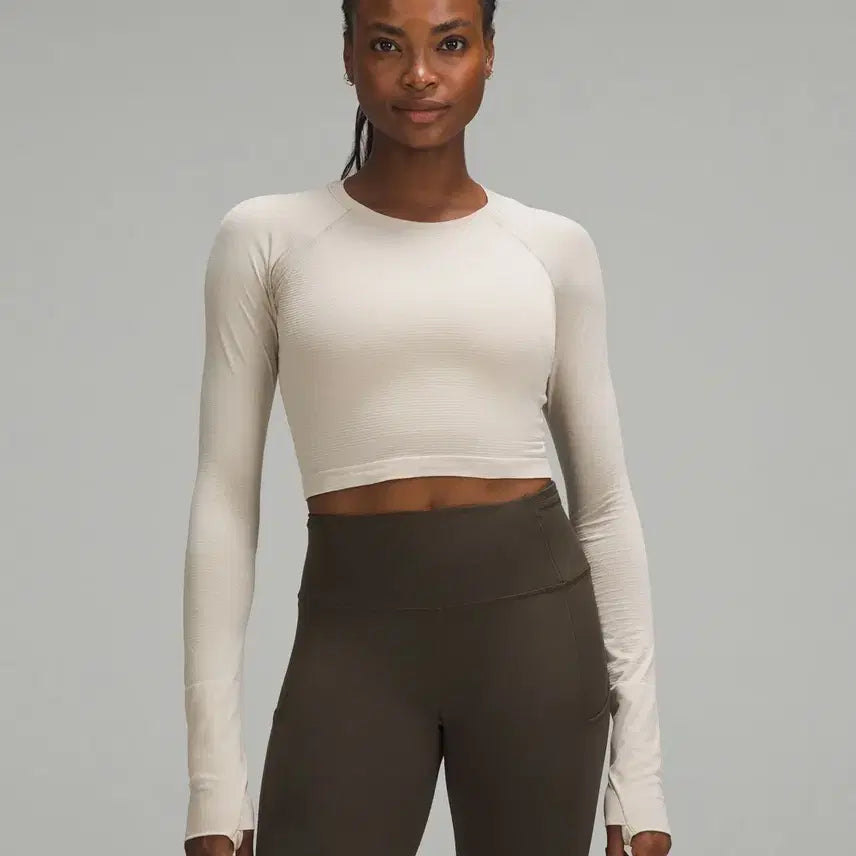 [BUNJANG] Lululemon Swiftly Tech Crop Long Sleeve Mojave Tan Size 4 / 미착용) 룰루레몬 스위프틀리 테크 크롭 롱슬리브